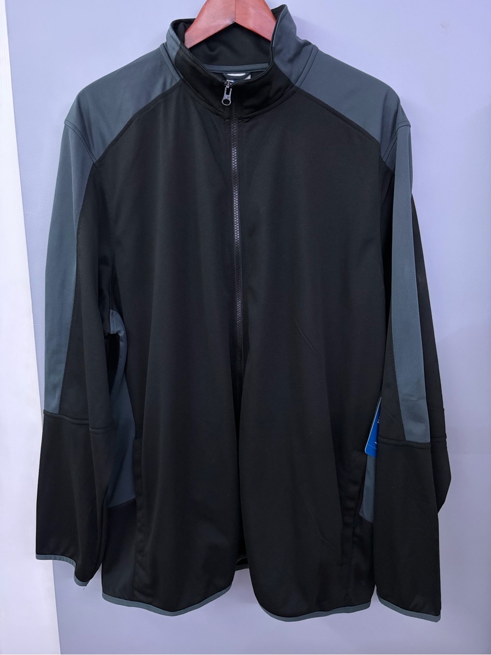Starter Men's Black and Gray Full-Zip Jacket Size 2XL